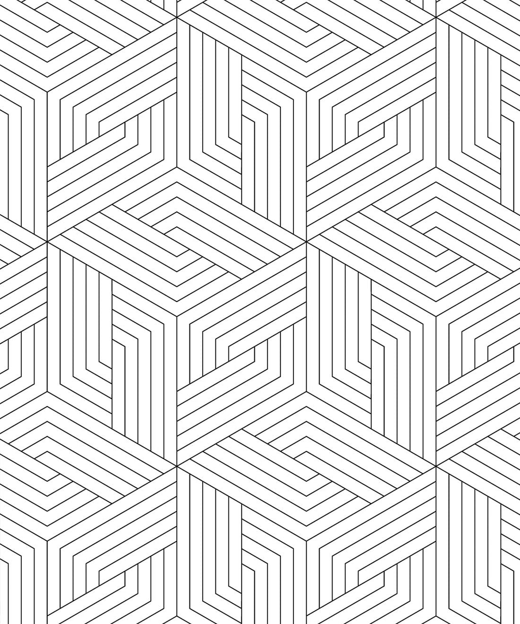 Geometric Illusions Wallpaper, Black