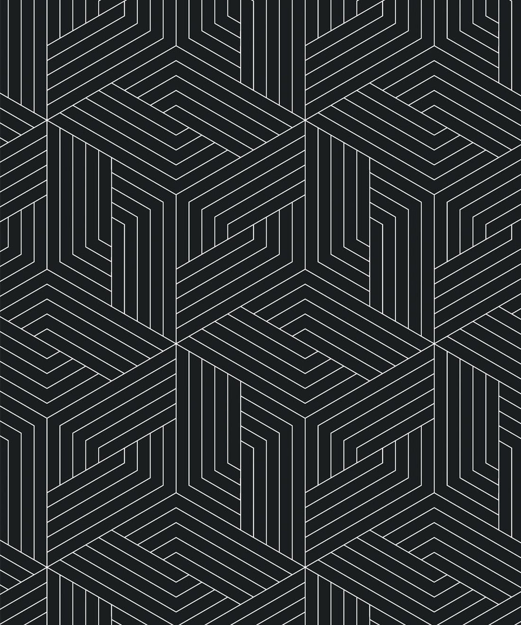 Geometric Illusions Wallpaper, Matte Black