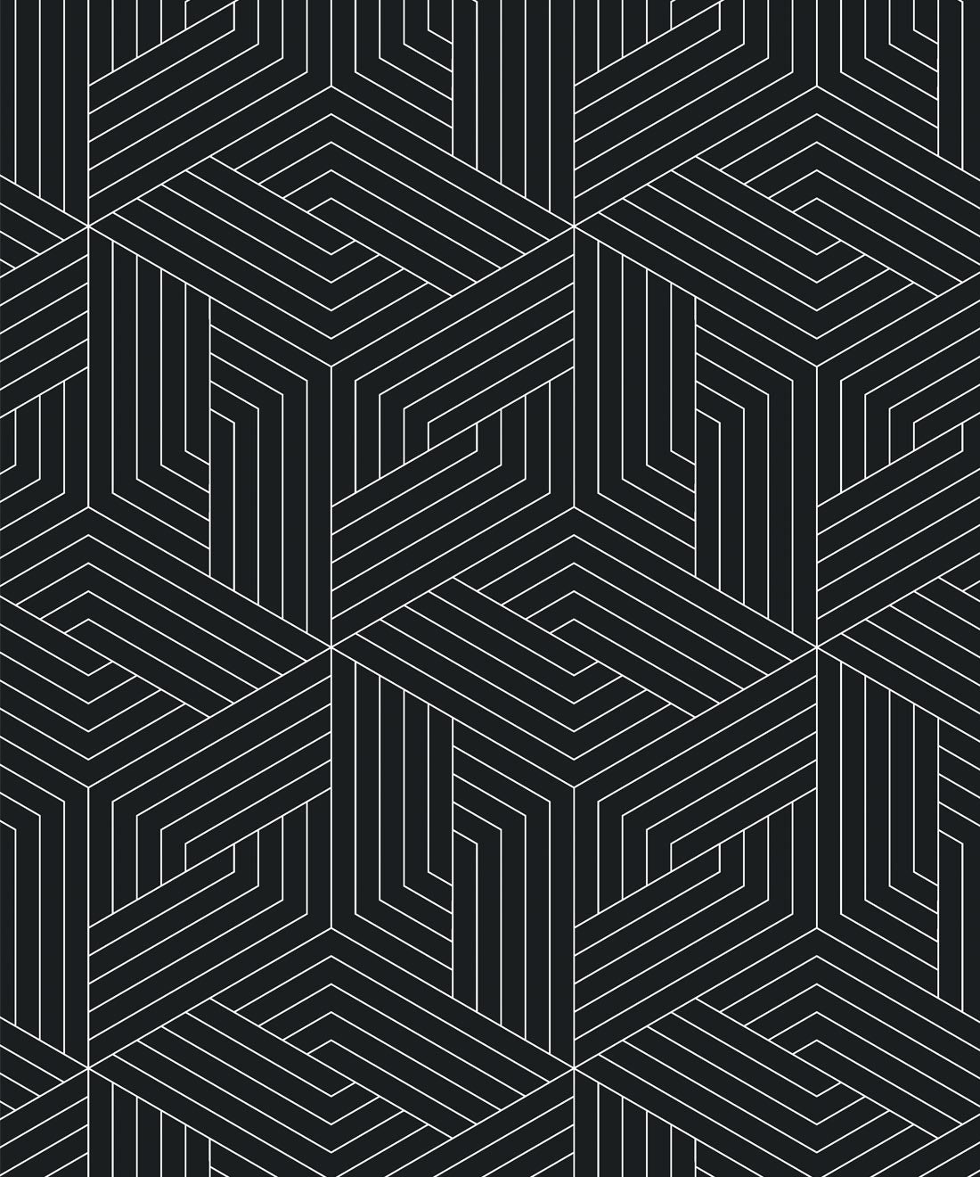 Geometric Illusions Wallpaper, Matte Black