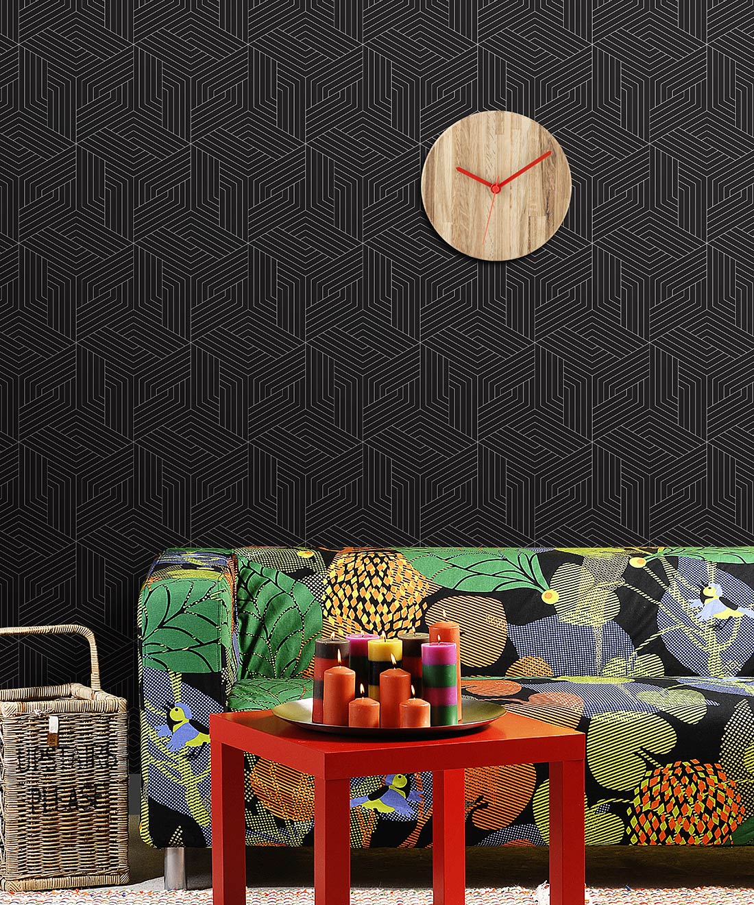 Geometric Illusions Wallpaper, Matte Black