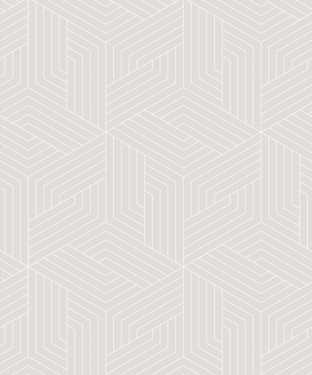 Geometric Illusions Wallpaper, Warm Grey