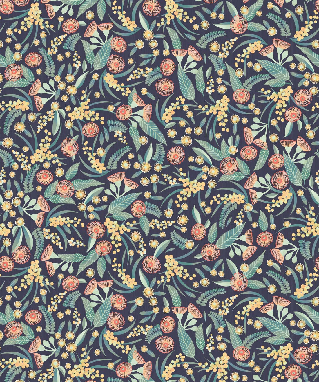 Gum Blossoms Wallpaper, Blue Peach