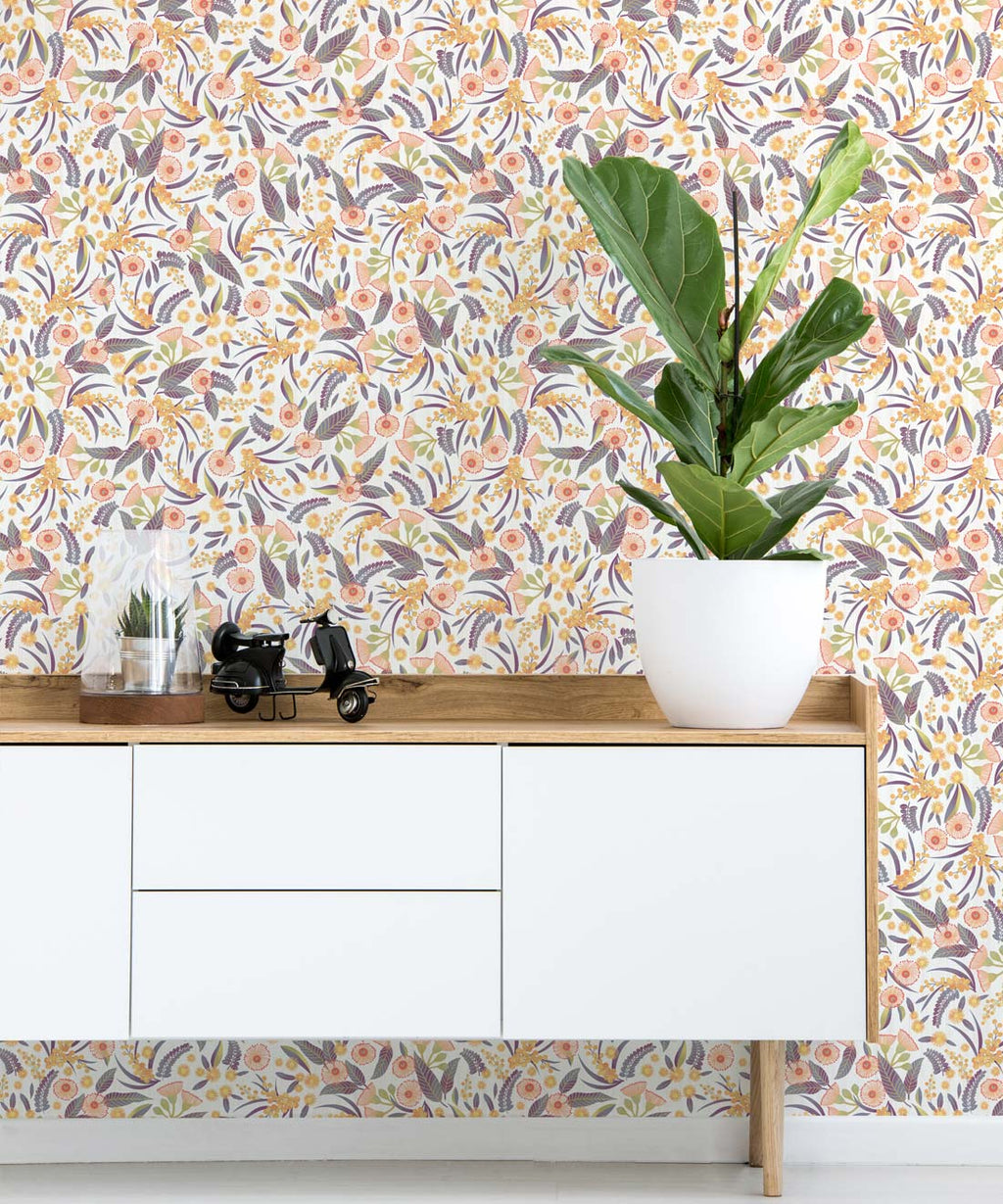 Gum Blossoms Wallpaper, Ivory