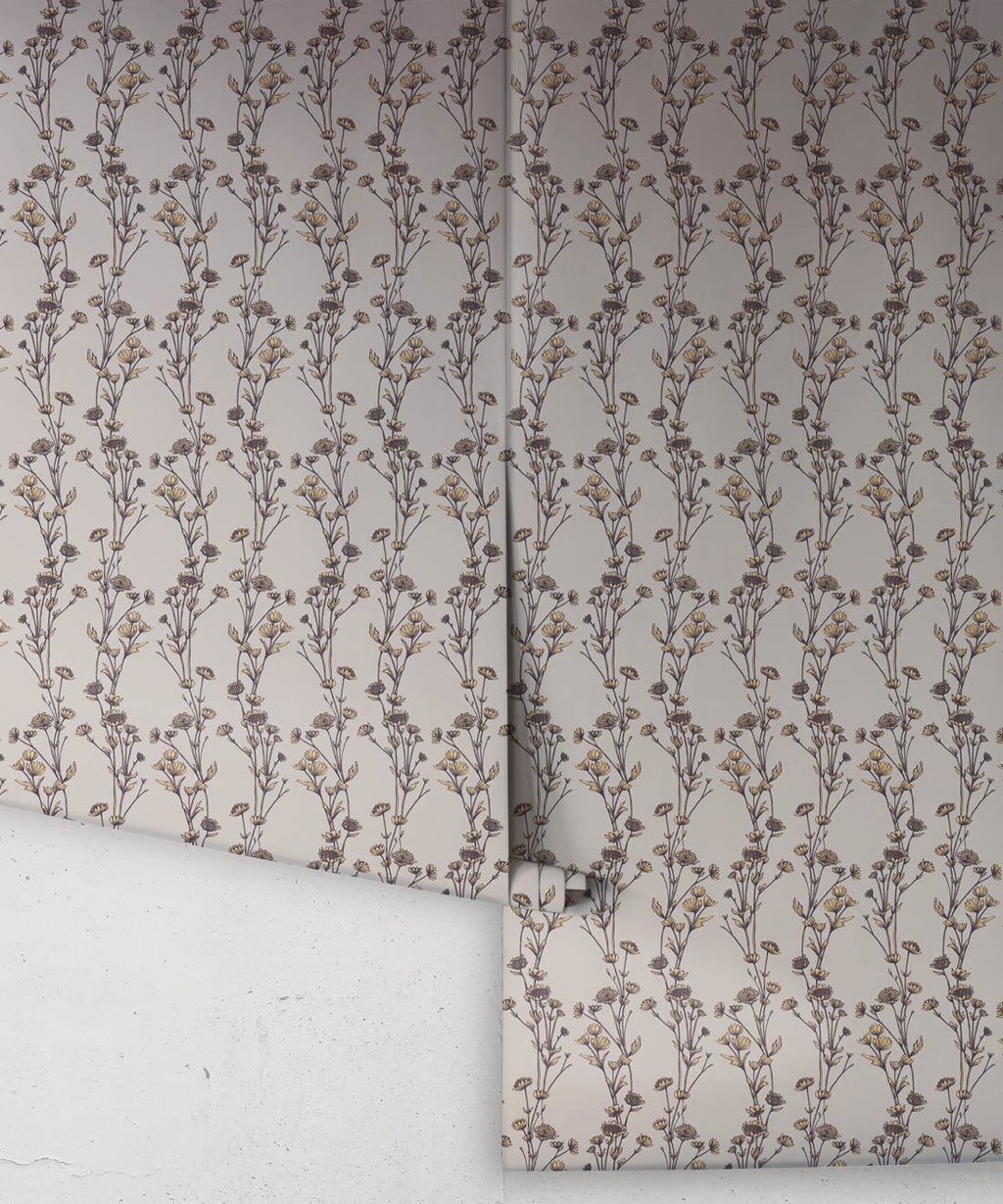 Astrantia Wallpaper, Grey