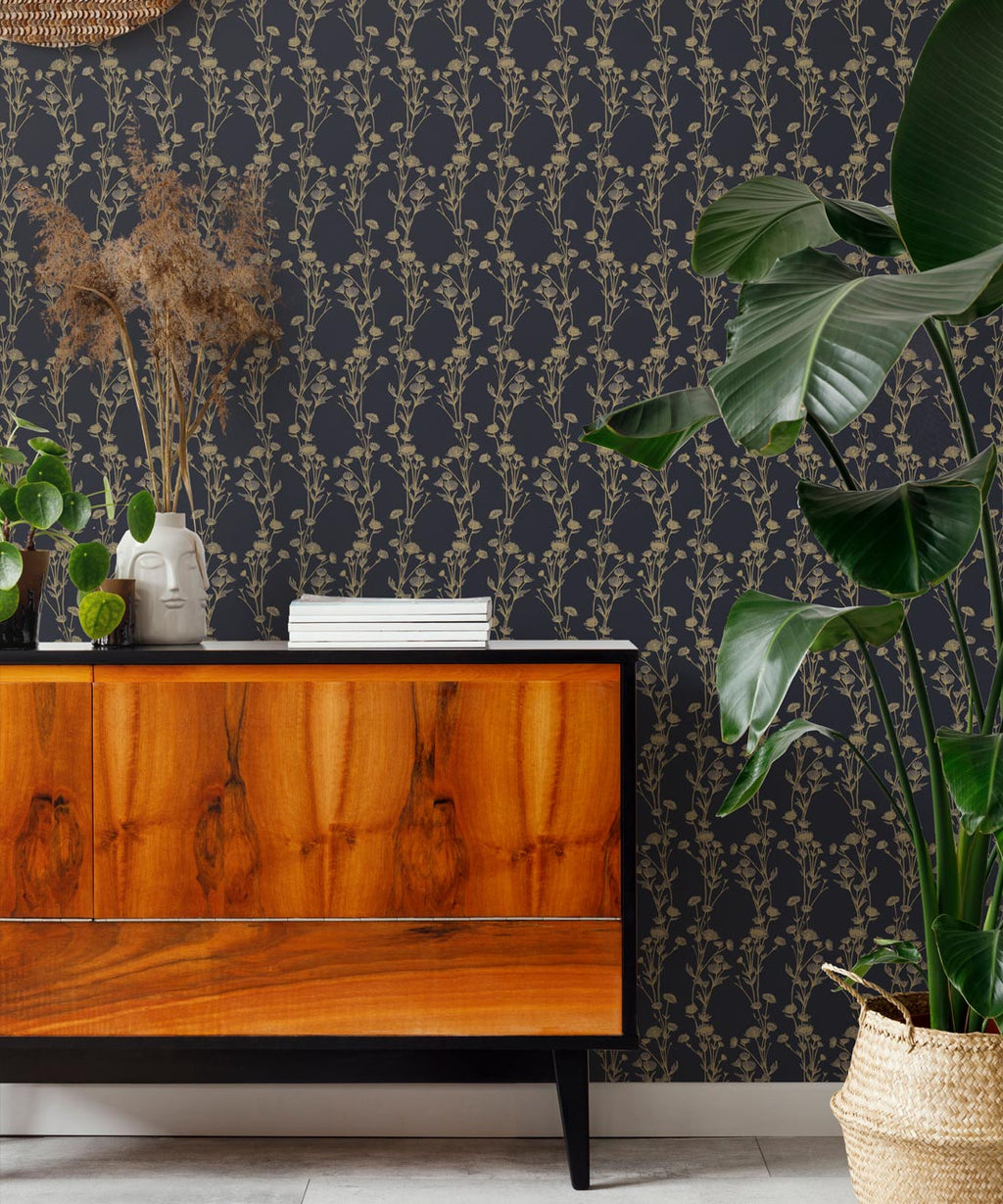 Astrantia Wallpaper, Navy