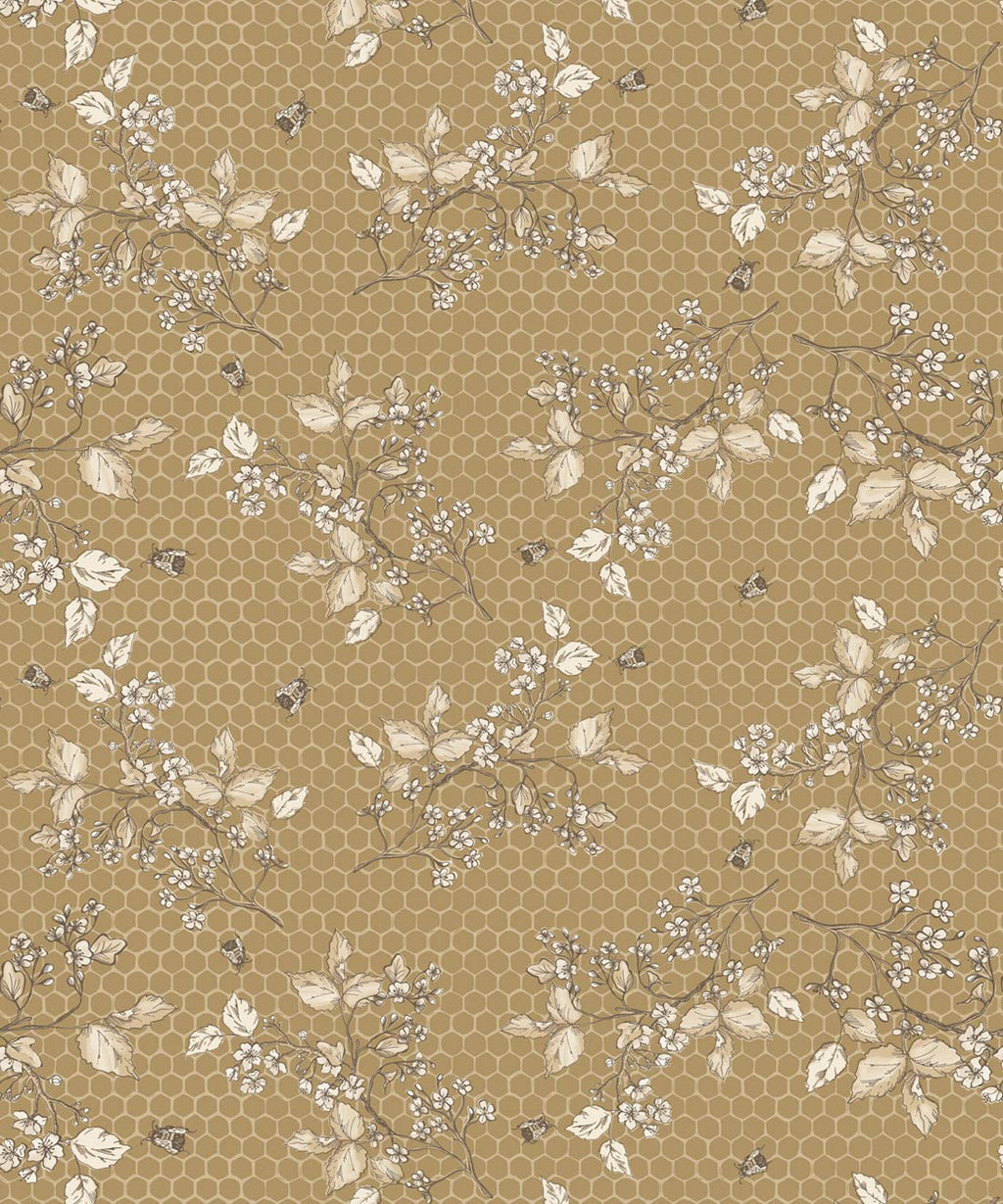 Bee Blossom Wallpaper, Gold