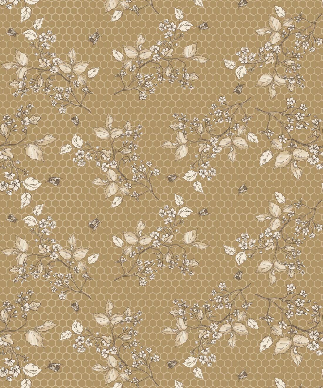 Bee Blossom Wallpaper, Gold