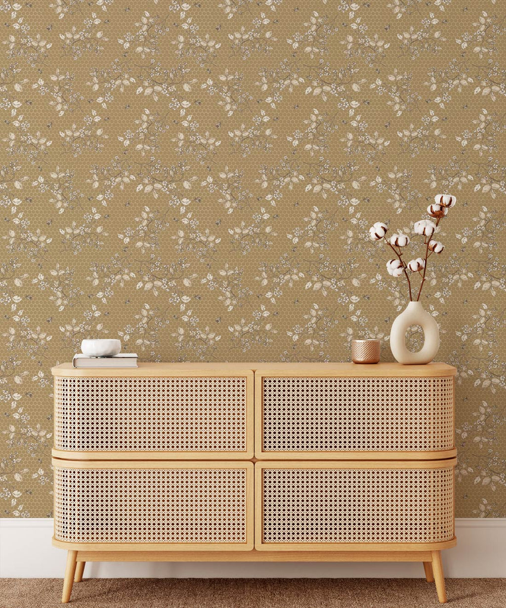 Bee Blossom Wallpaper, Gold