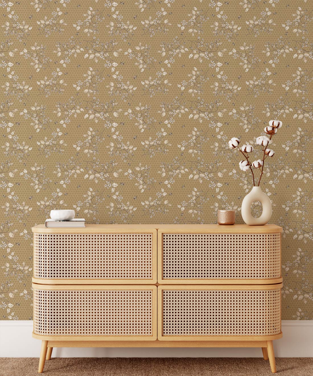 Bee Blossom Wallpaper, Gold