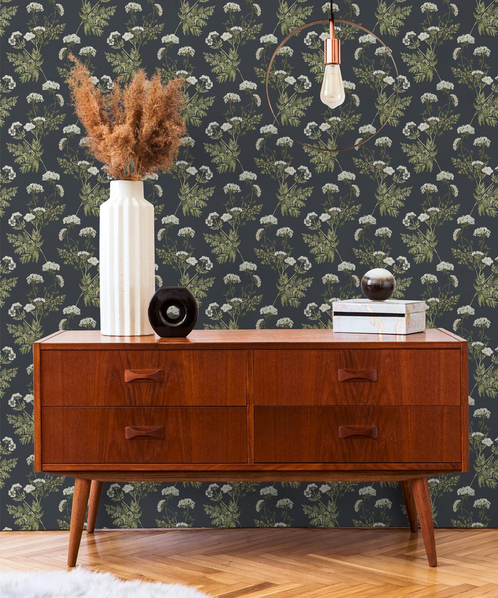 Cicely Wallpaper, Charcoal