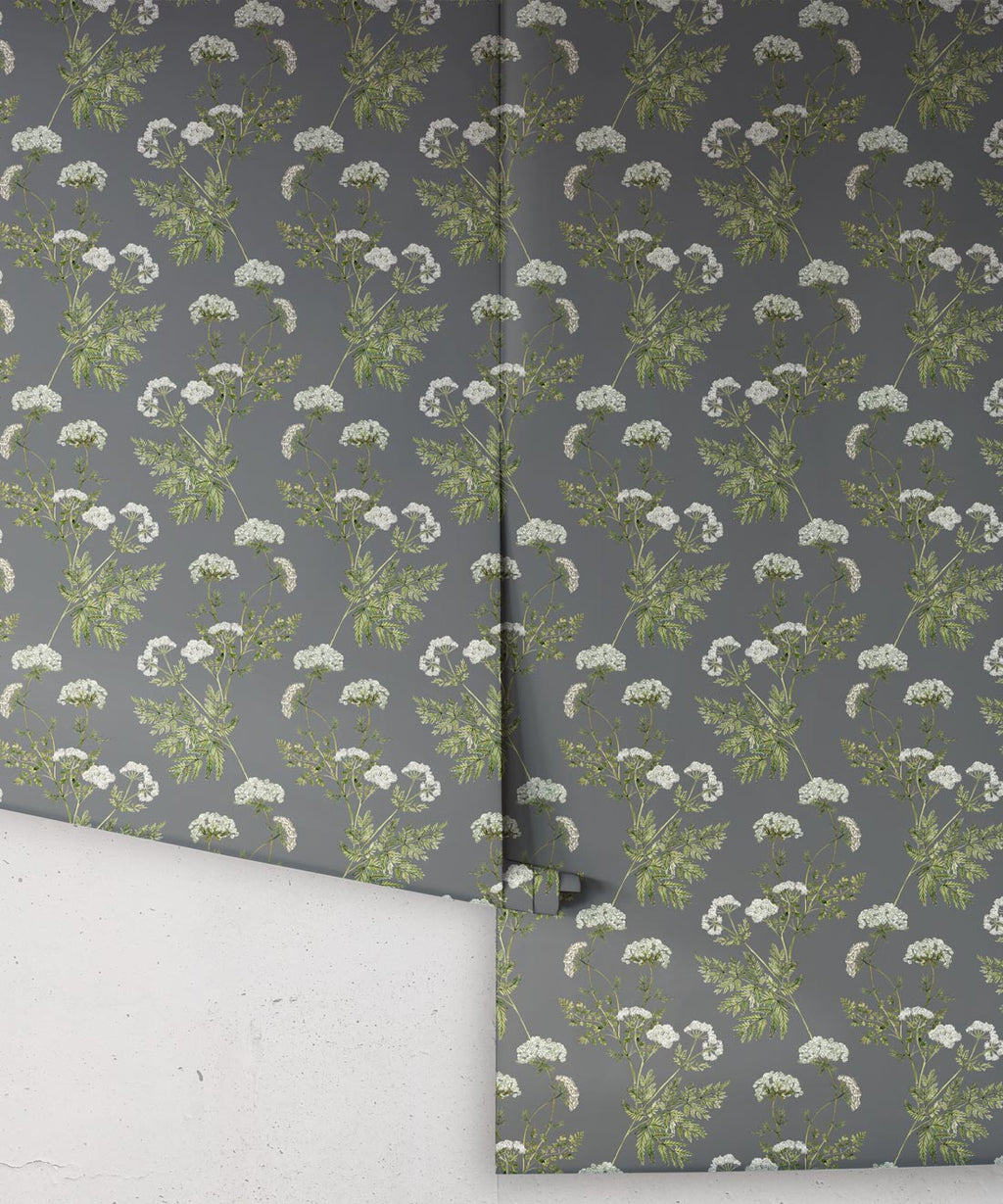 Cicely Wallpaper, Slate grey