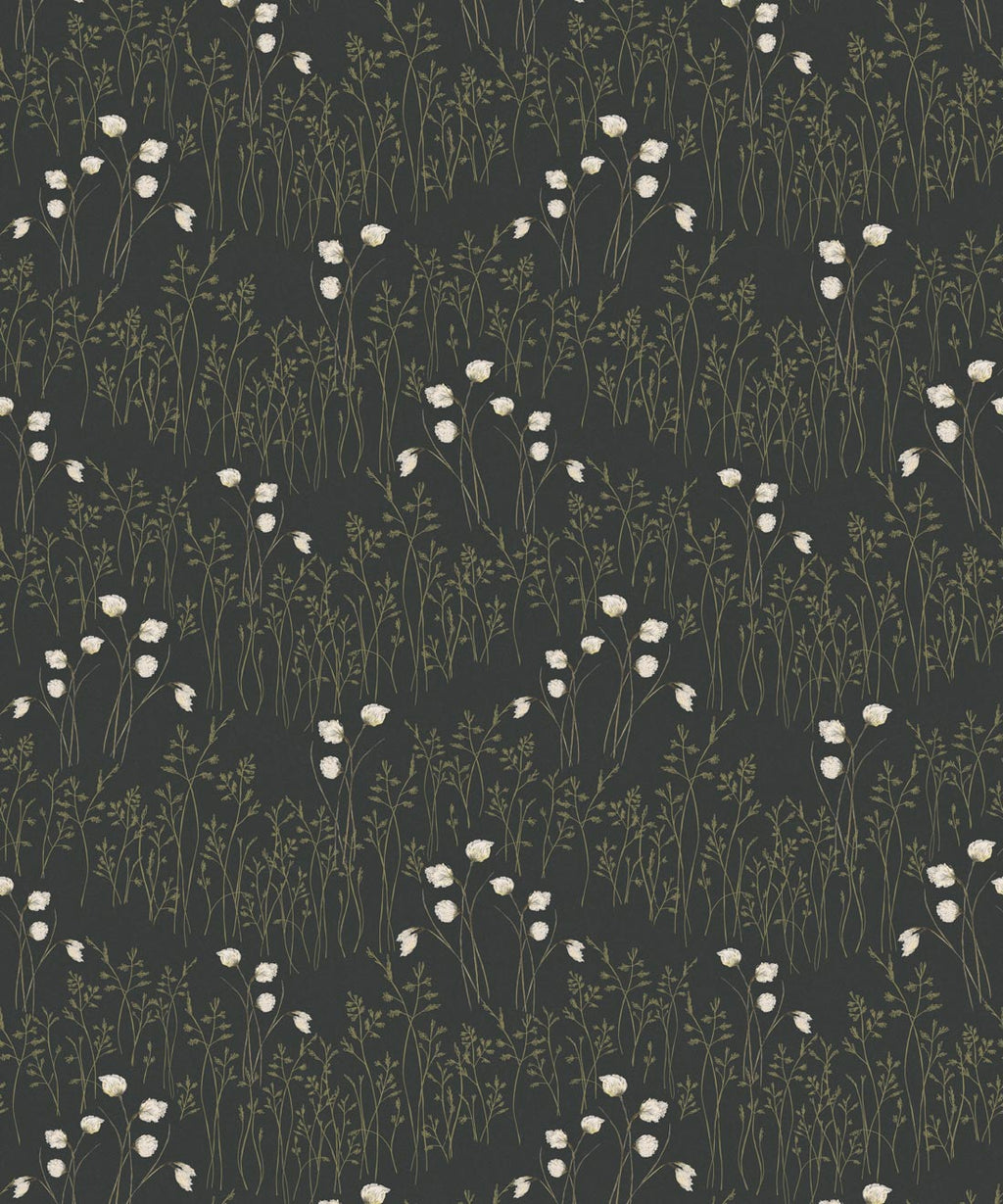 Cotton Grass Wallpaper, Forest Green