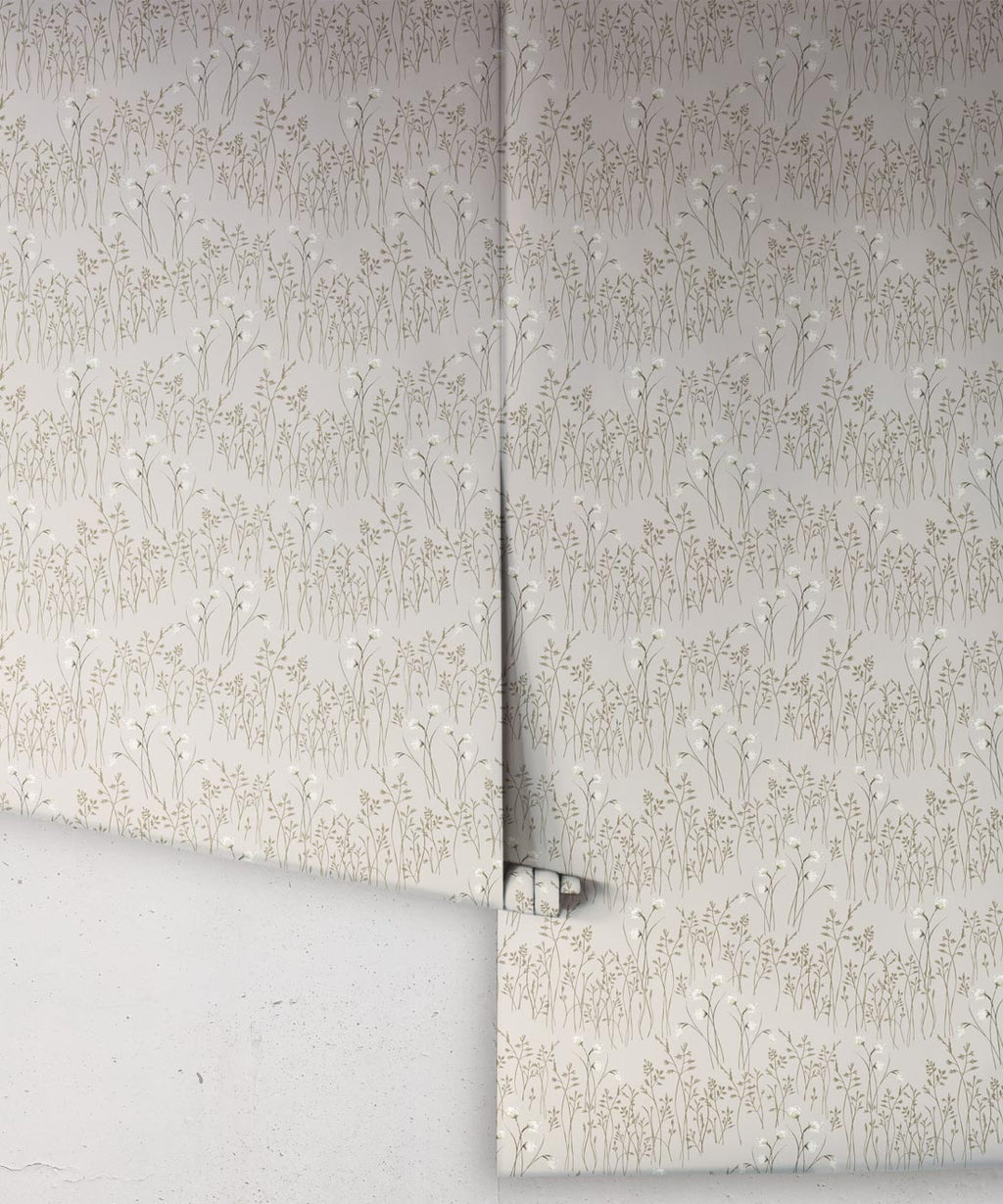 Cotton Grass Wallpaper, Light Clay