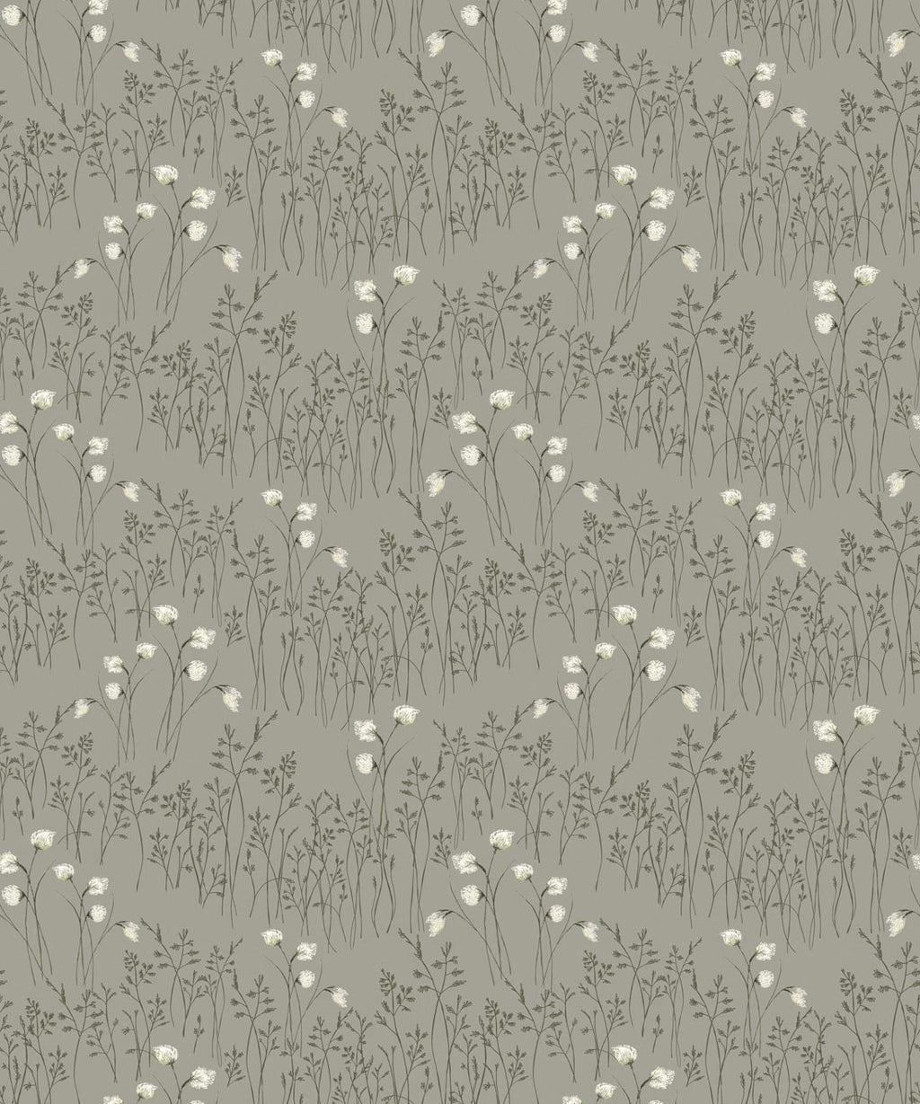 Cotton Grass Wallpaper, Moss Green