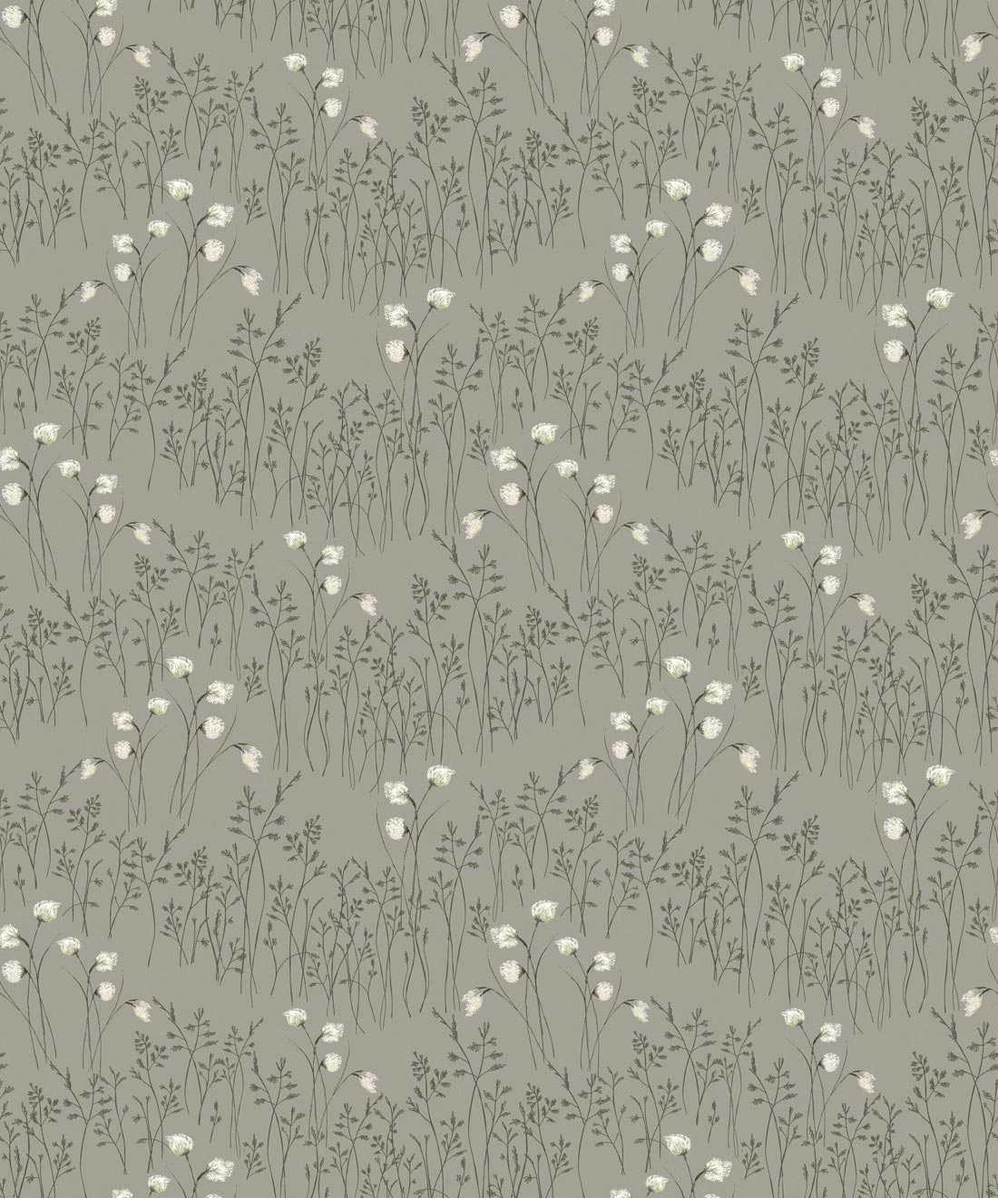 Cotton Grass Wallpaper, Moss Green