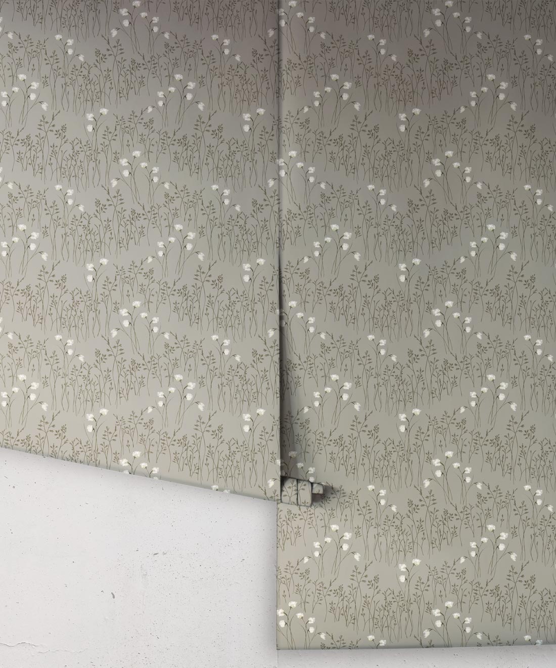 Cotton Grass Wallpaper, Moss Green