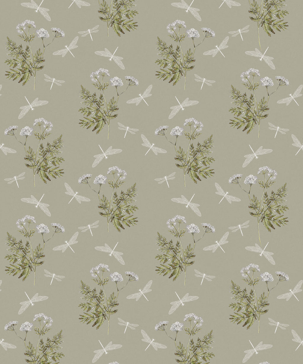 Dancing Mayfly Wallpaper, Moss Green