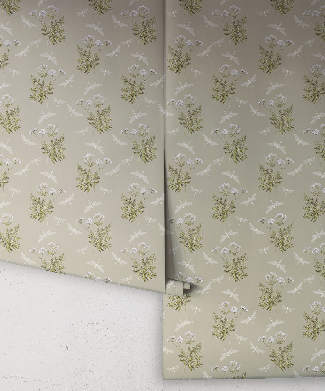 Dancing Mayfly Wallpaper, Moss Green