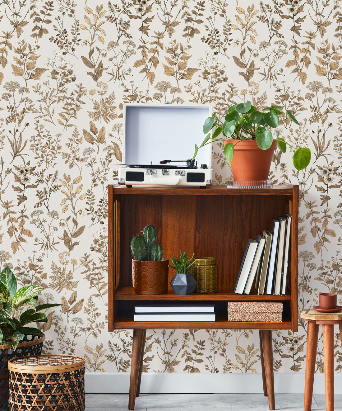 Herbarium Antique Wallpaper, Light Stone