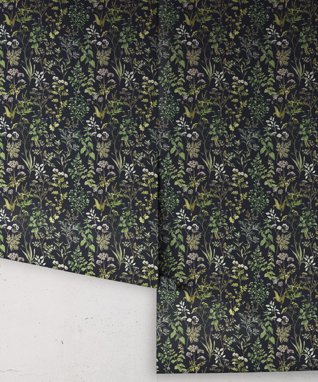 Garden Herbs Wallpaper, Dark Navy