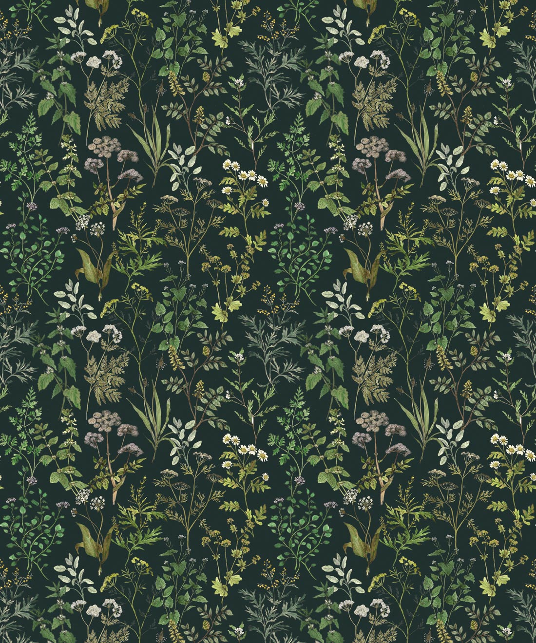 Garden Herbs Wallpaper, French Grey