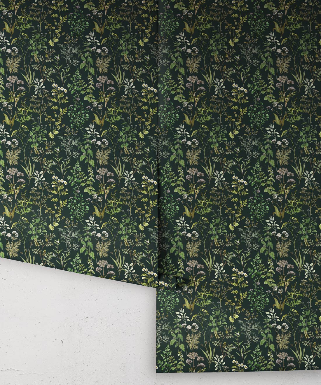 Garden Herbs Wallpaper, Forest Green