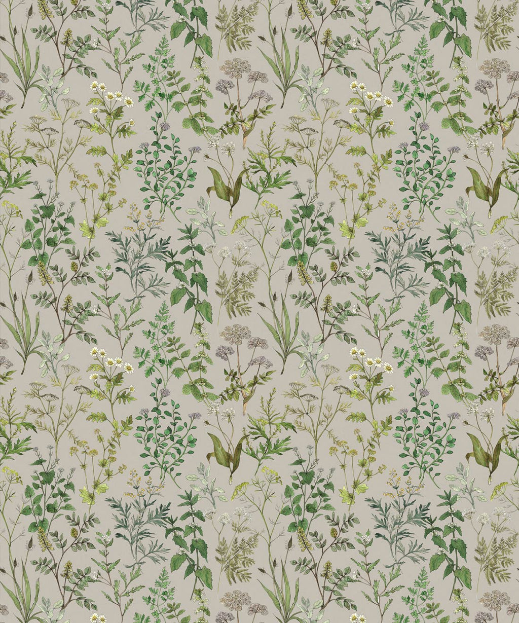 Garden Herbs Wallpaper, French Grey