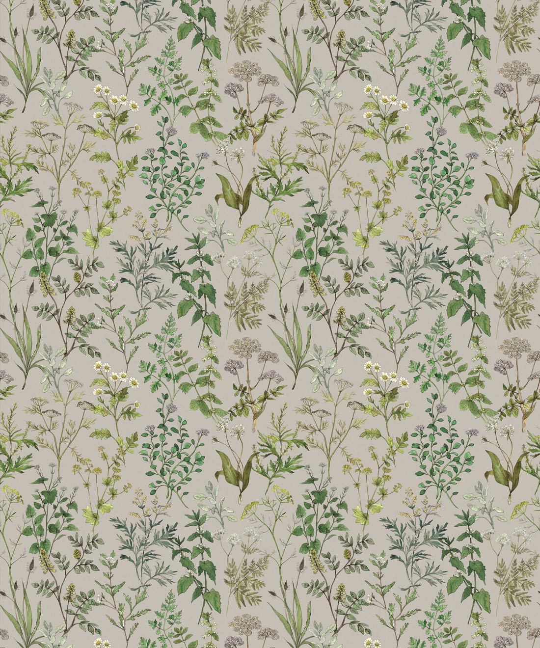 Garden Herbs Wallpaper, French Grey