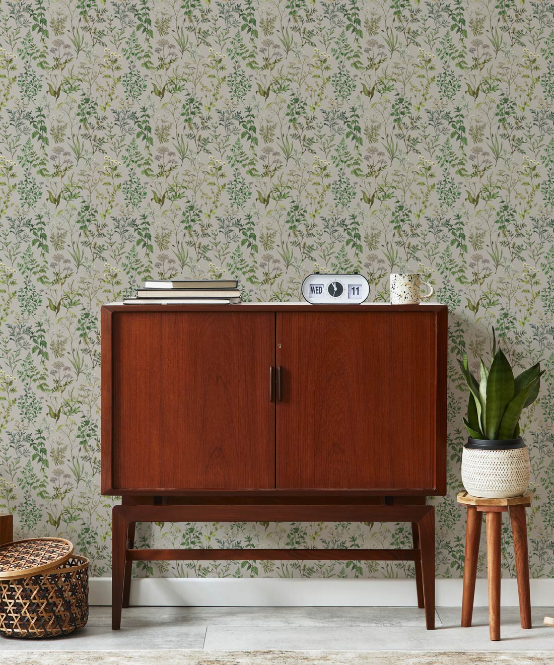 Garden Herbs Wallpaper, French Grey