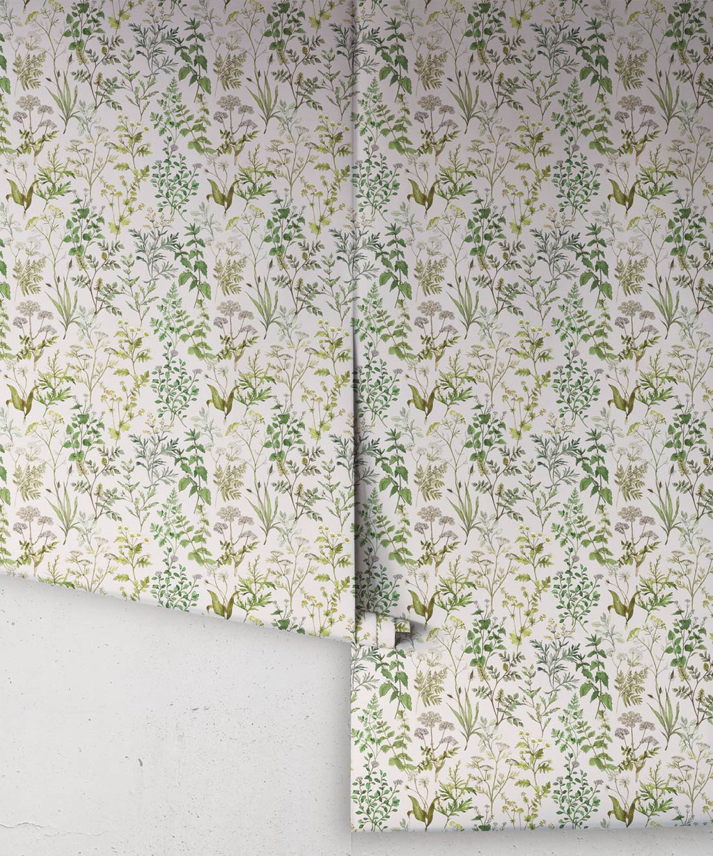 Garden Herbs Wallpaper, Light Stone