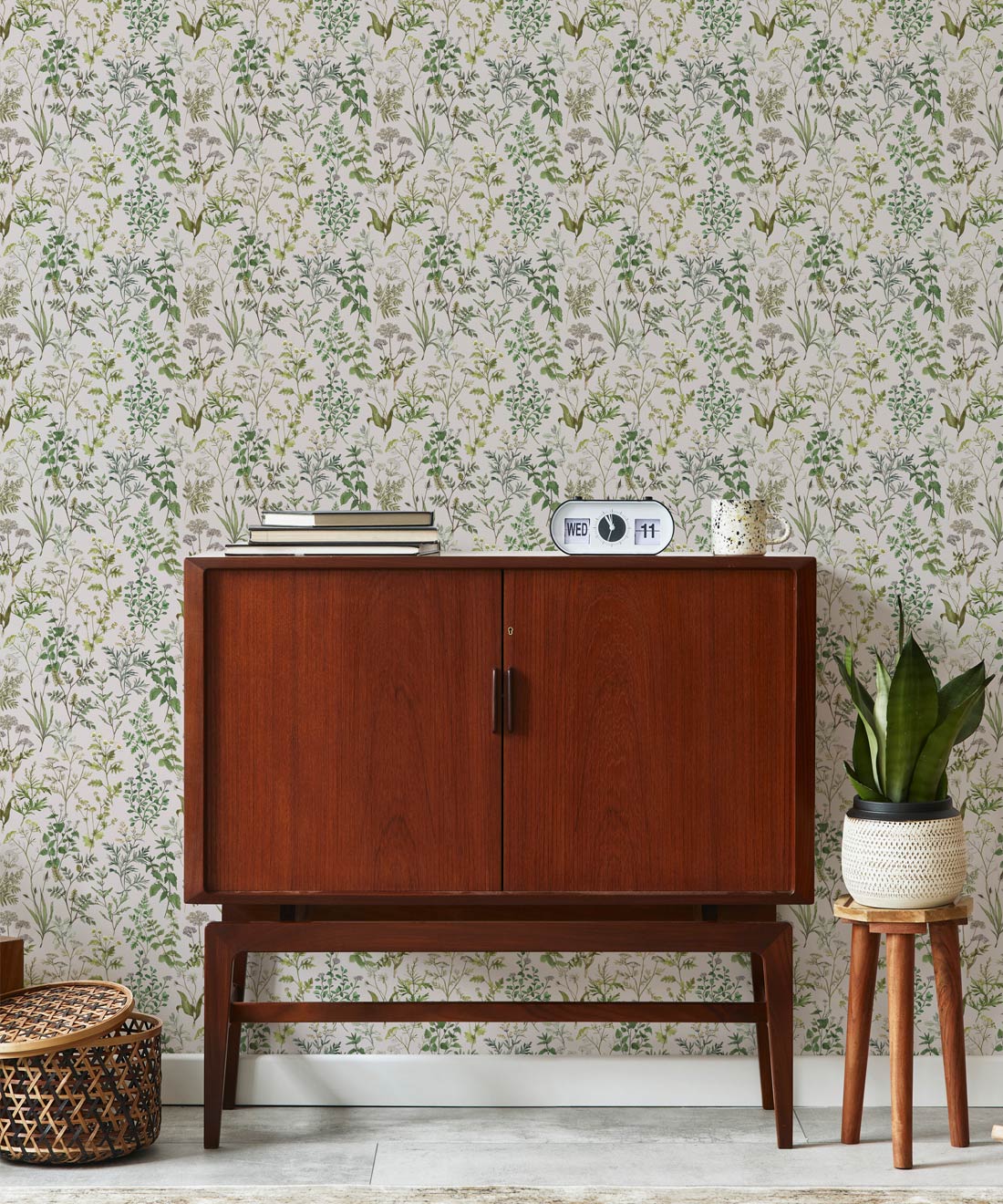 Garden Herbs Wallpaper, Light Stone