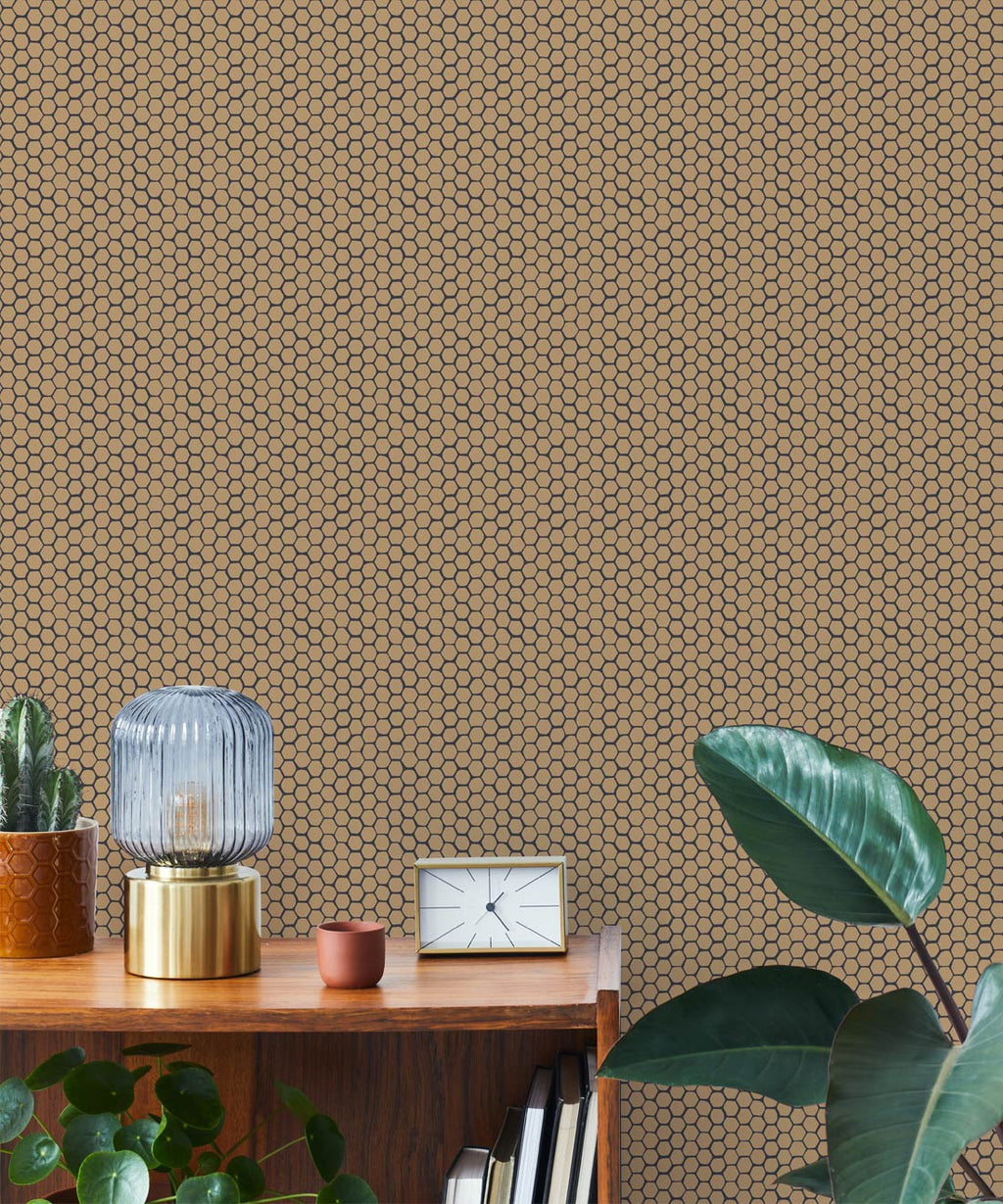 Honeycomb Geo Wallpaper, Gold