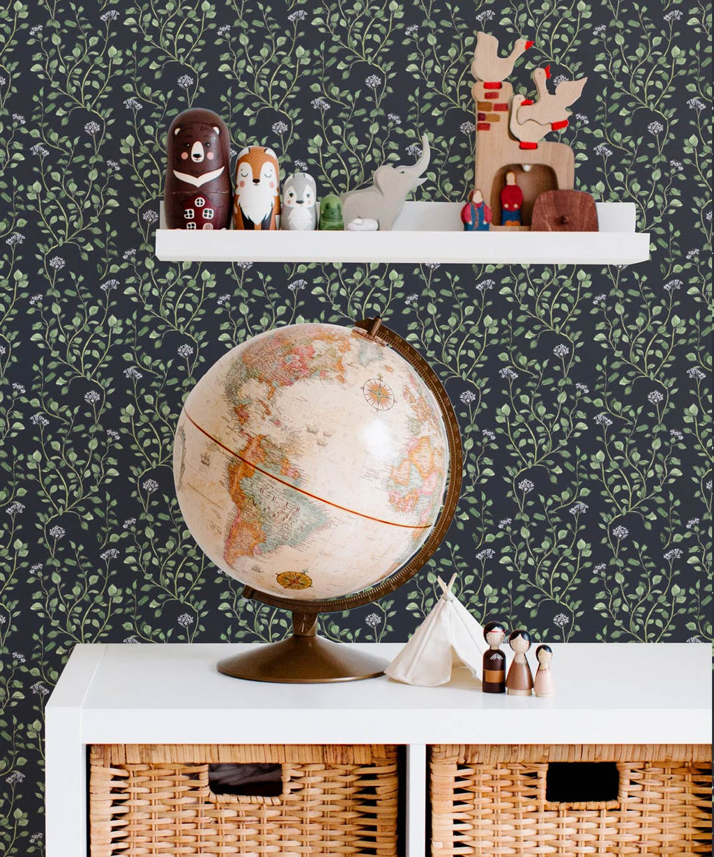 Majoram Wallpaper, Dark Navy