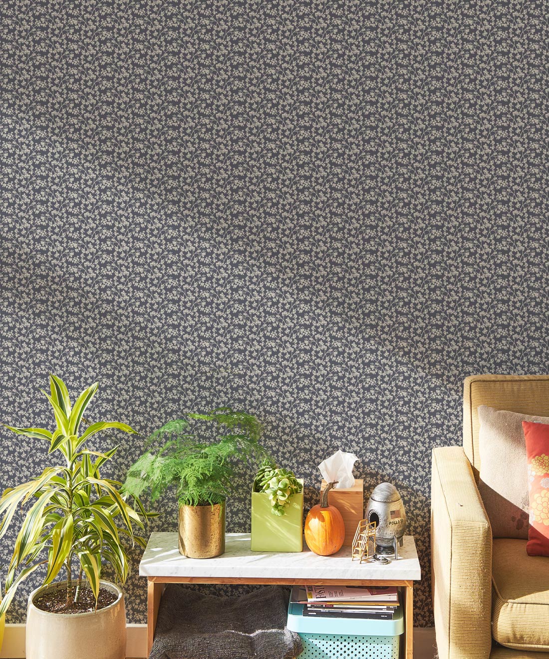 Seed Scattering Wallpaper, Slate grey