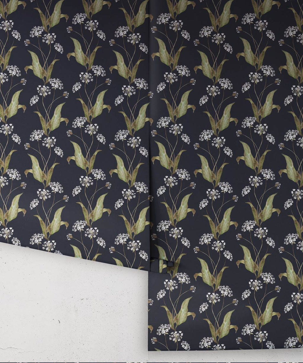 Wild Garlic Wallpaper, Dark Navy