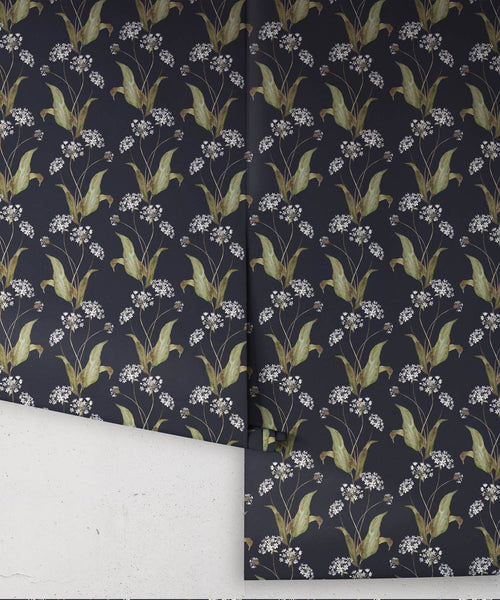 Wild Garlic Wallpaper, Dark Navy