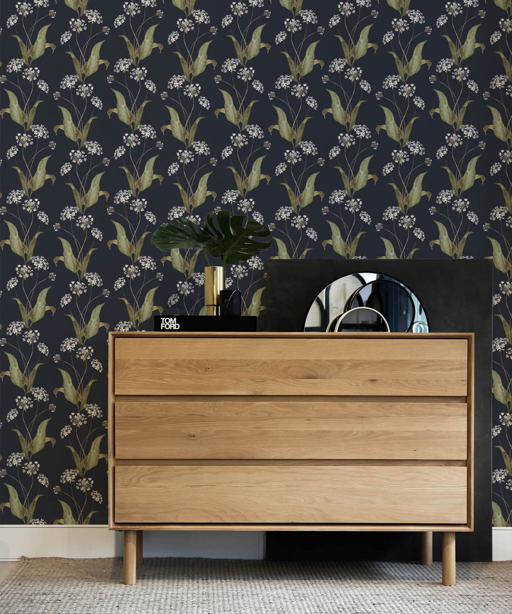 Wild Garlic Wallpaper, Dark Navy