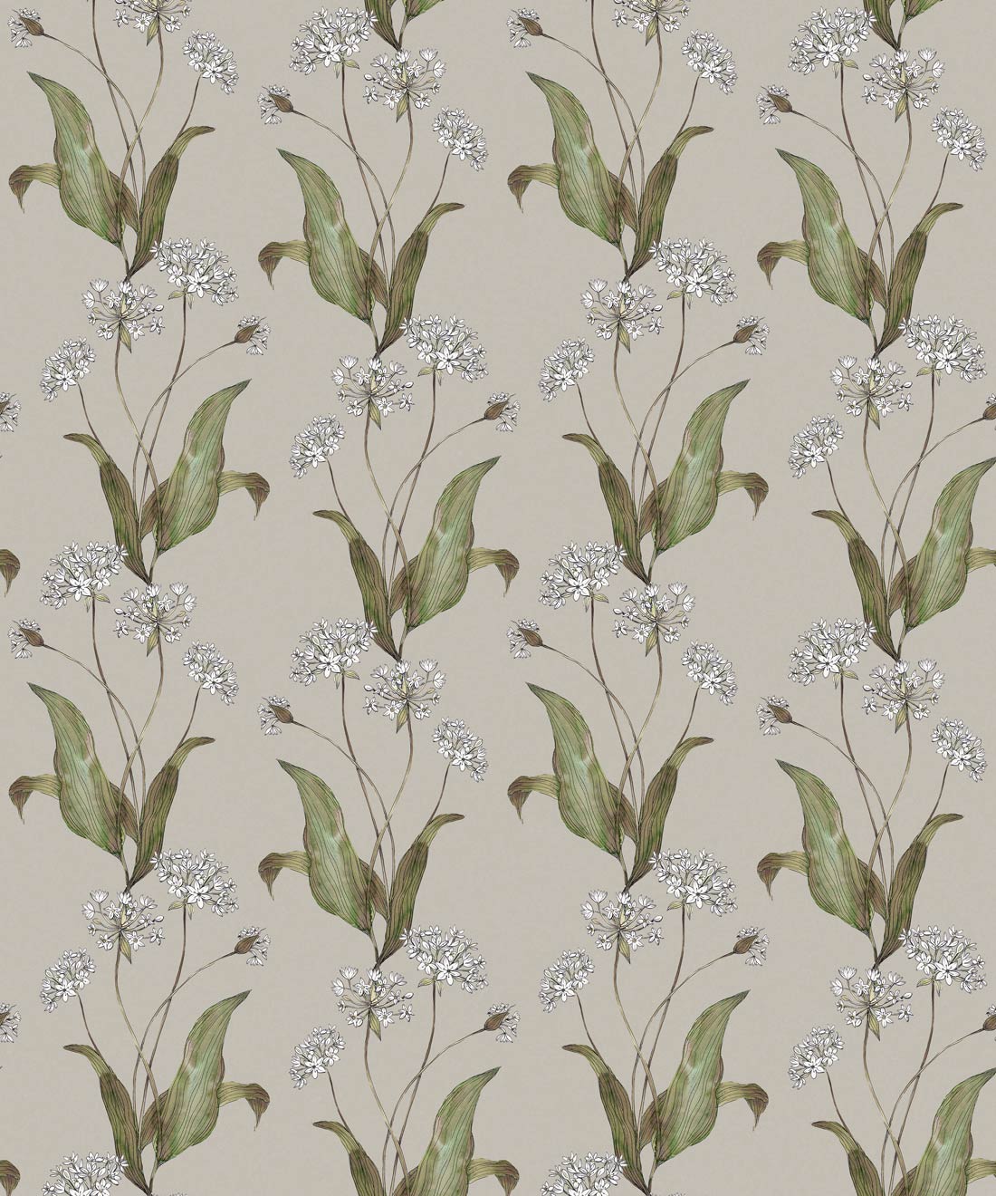 Wild Garlic Wallpaper, French Grey
