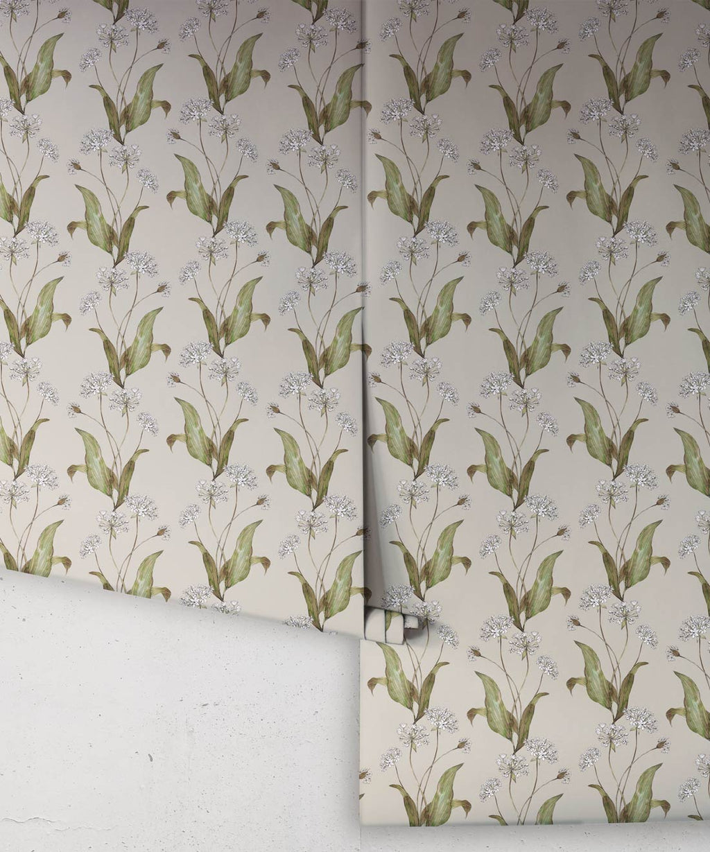 Wild Garlic Wallpaper, French Grey