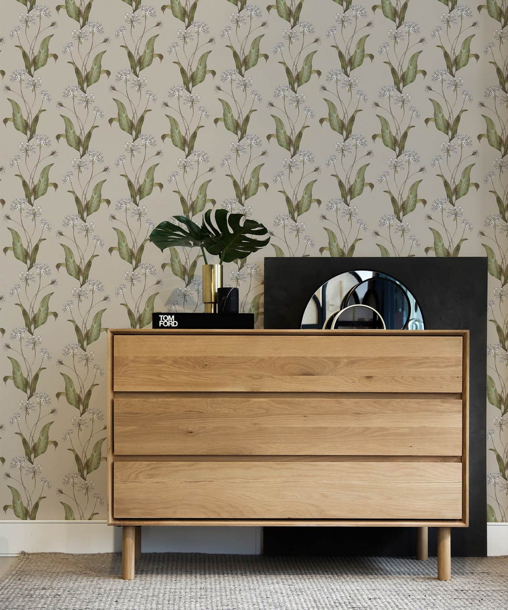 Wild Garlic Wallpaper, French Grey