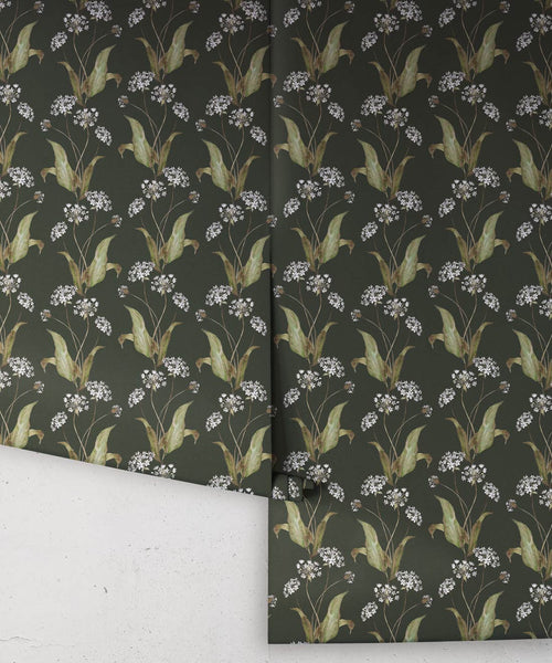 Wild Garlic Wallpaper, Moss Green