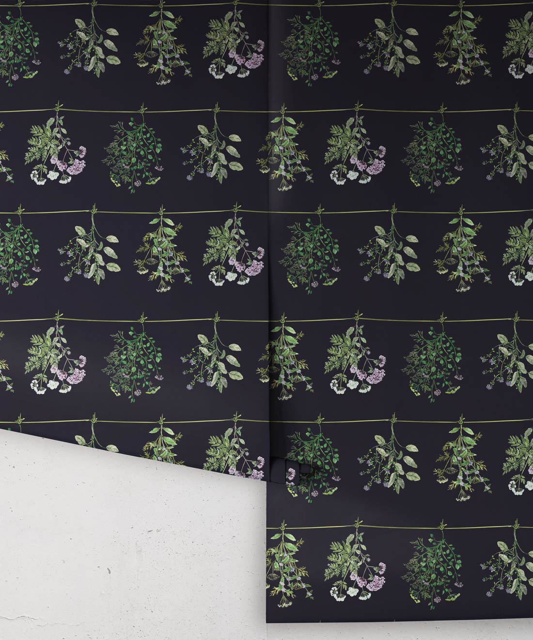 Dried Herbs Wallpaper, Dark Navy