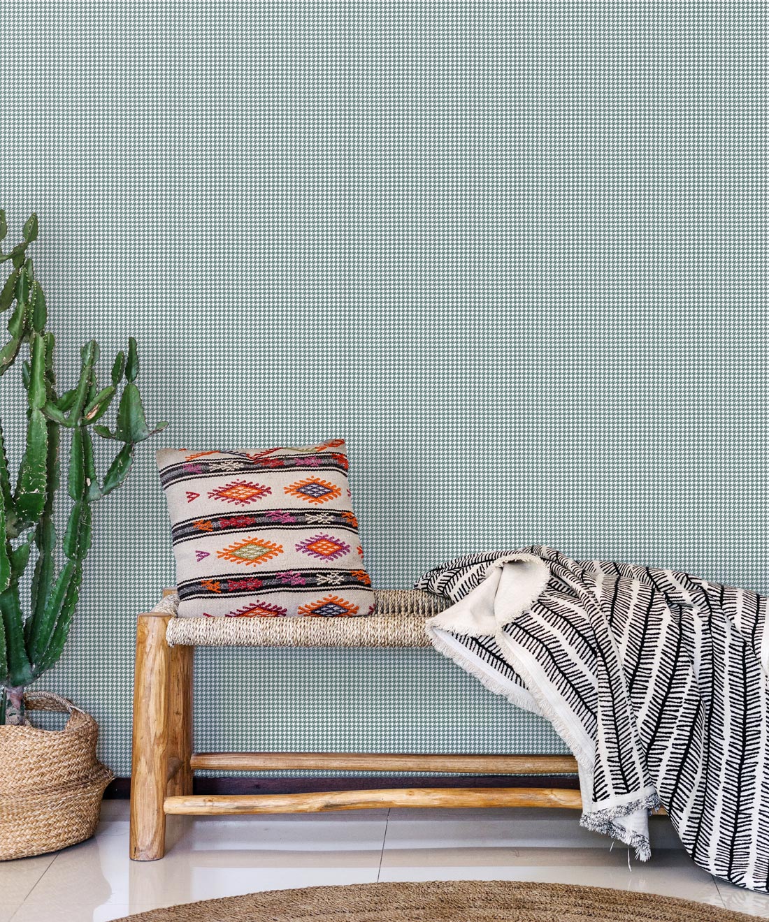 Hounds Tooth Wallpaper, Pewter