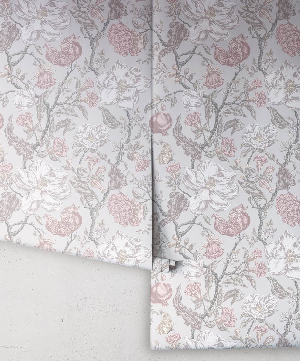 Magnolia Garden Wallpaper, Grey