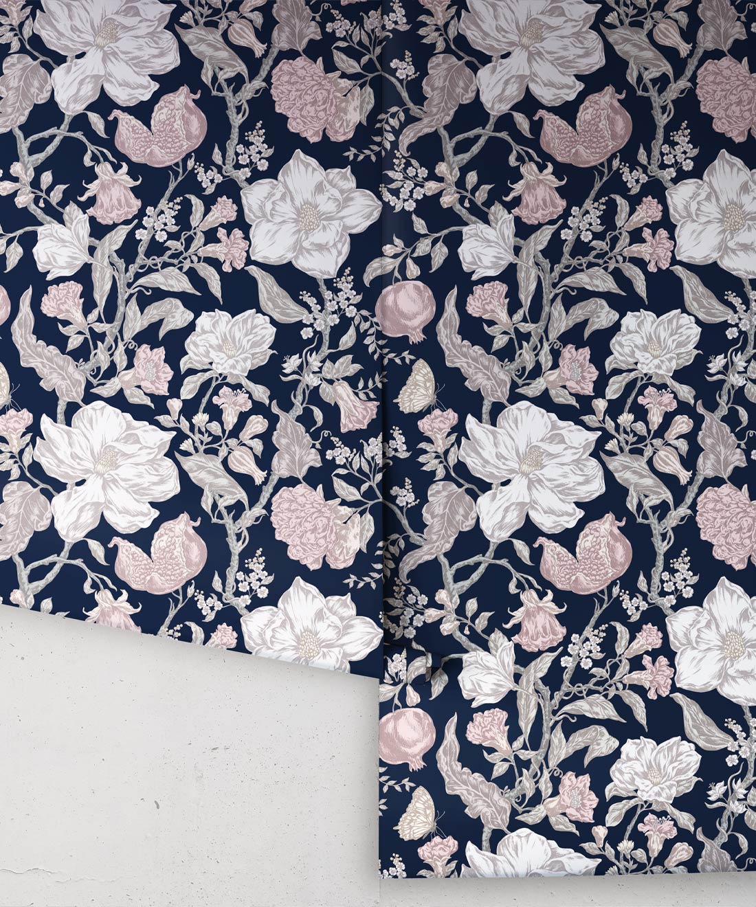 Magnolia Garden Wallpaper, Navy