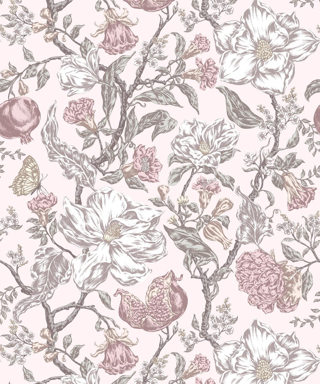 Magnolia Garden Wallpaper, Pink