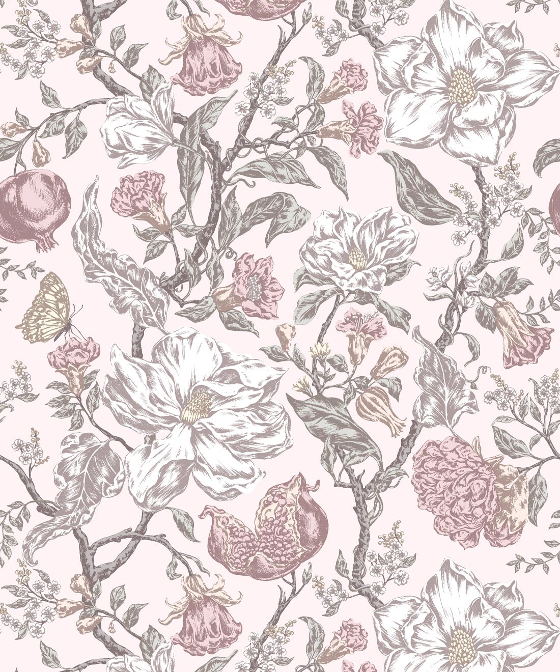 Magnolia Garden Wallpaper, Pink