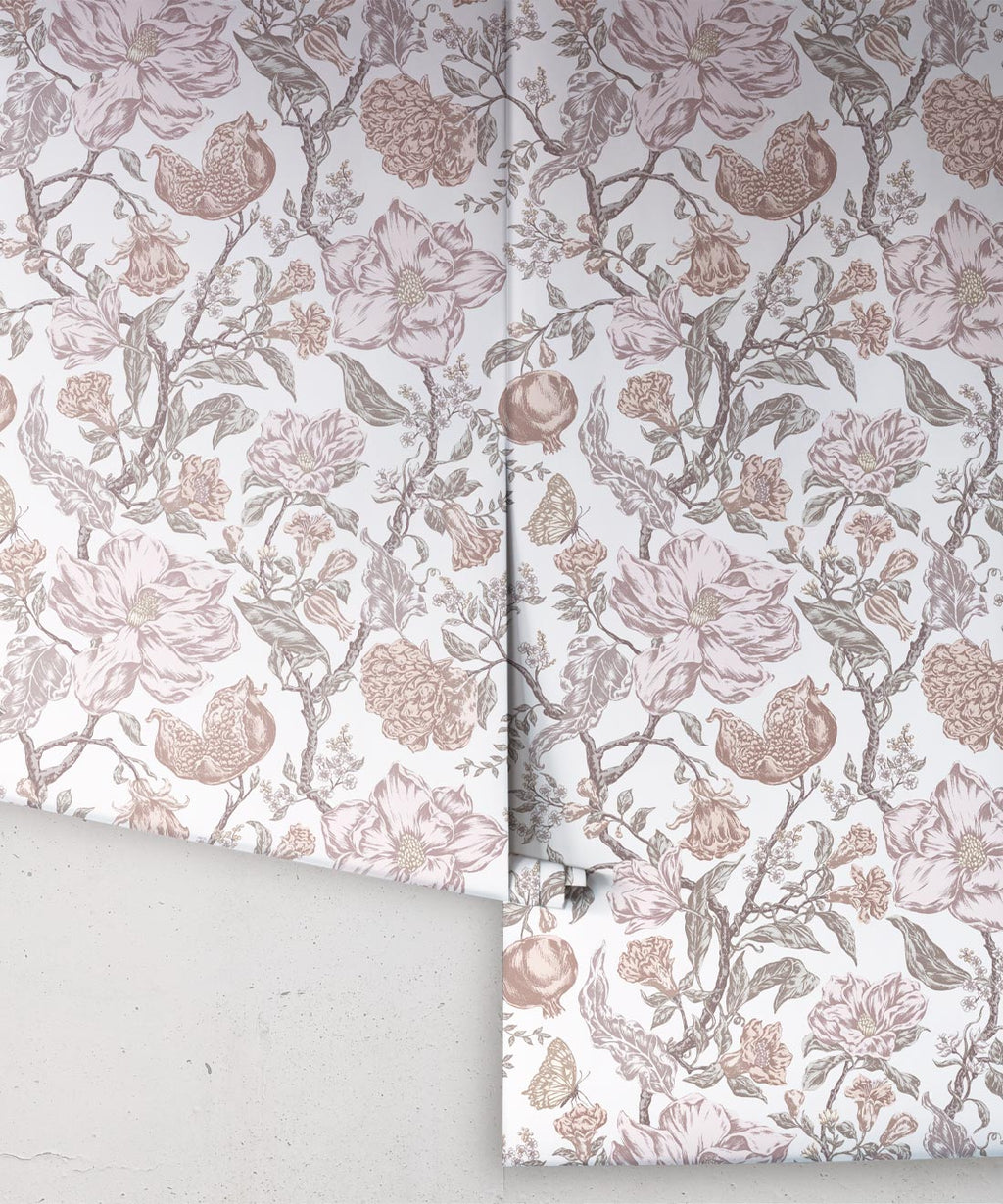 Magnolia Garden Wallpaper, White