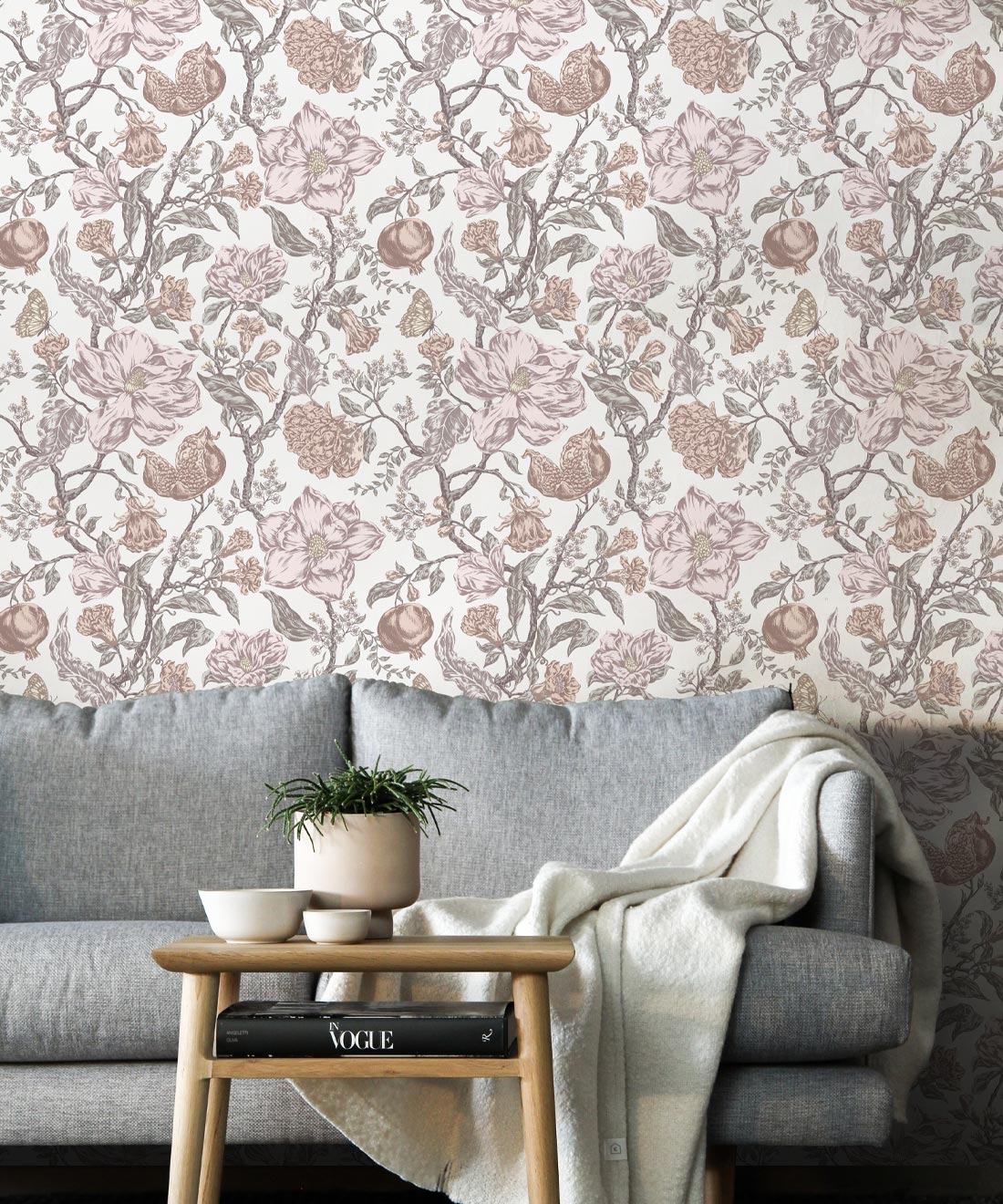 Magnolia Garden Wallpaper, White