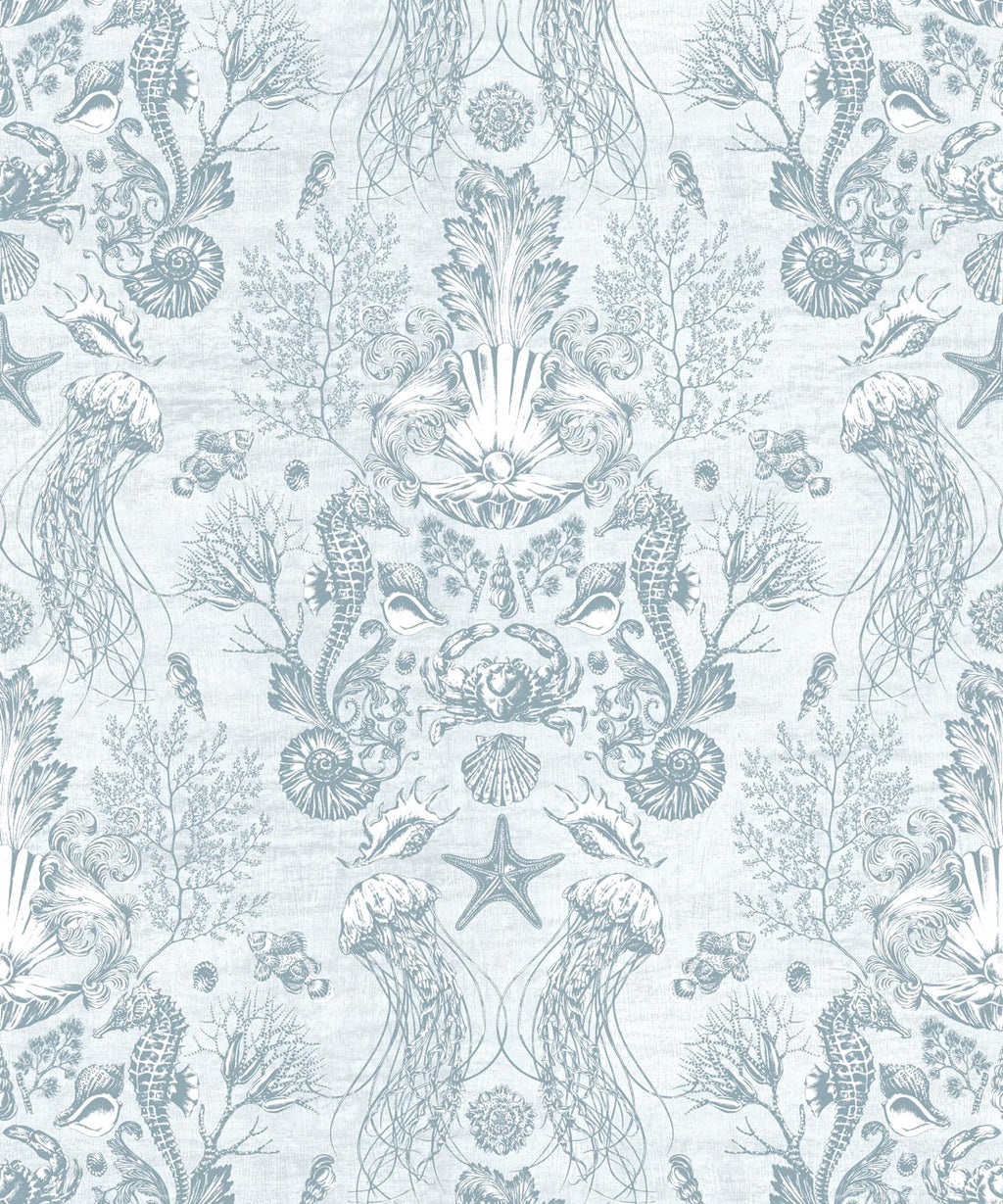 Oceania Damask Wallpaper, Aqua